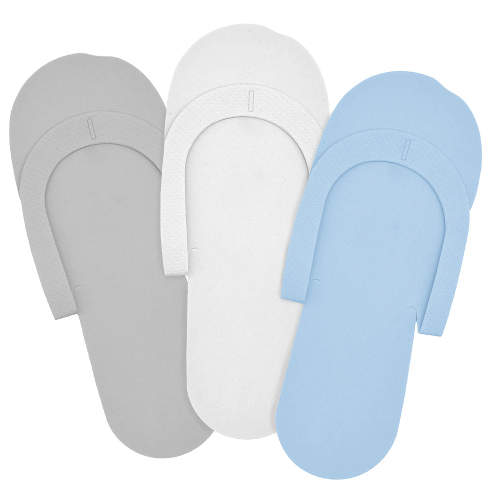 EVA Disposable Nail Spa/Salon Slippers - Blue, Gray, White (360 Pieces)