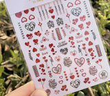 Nail Stickers Love Red Hearts CJ-037RB