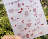Nail Stickers Hearts Red CJ-041RW