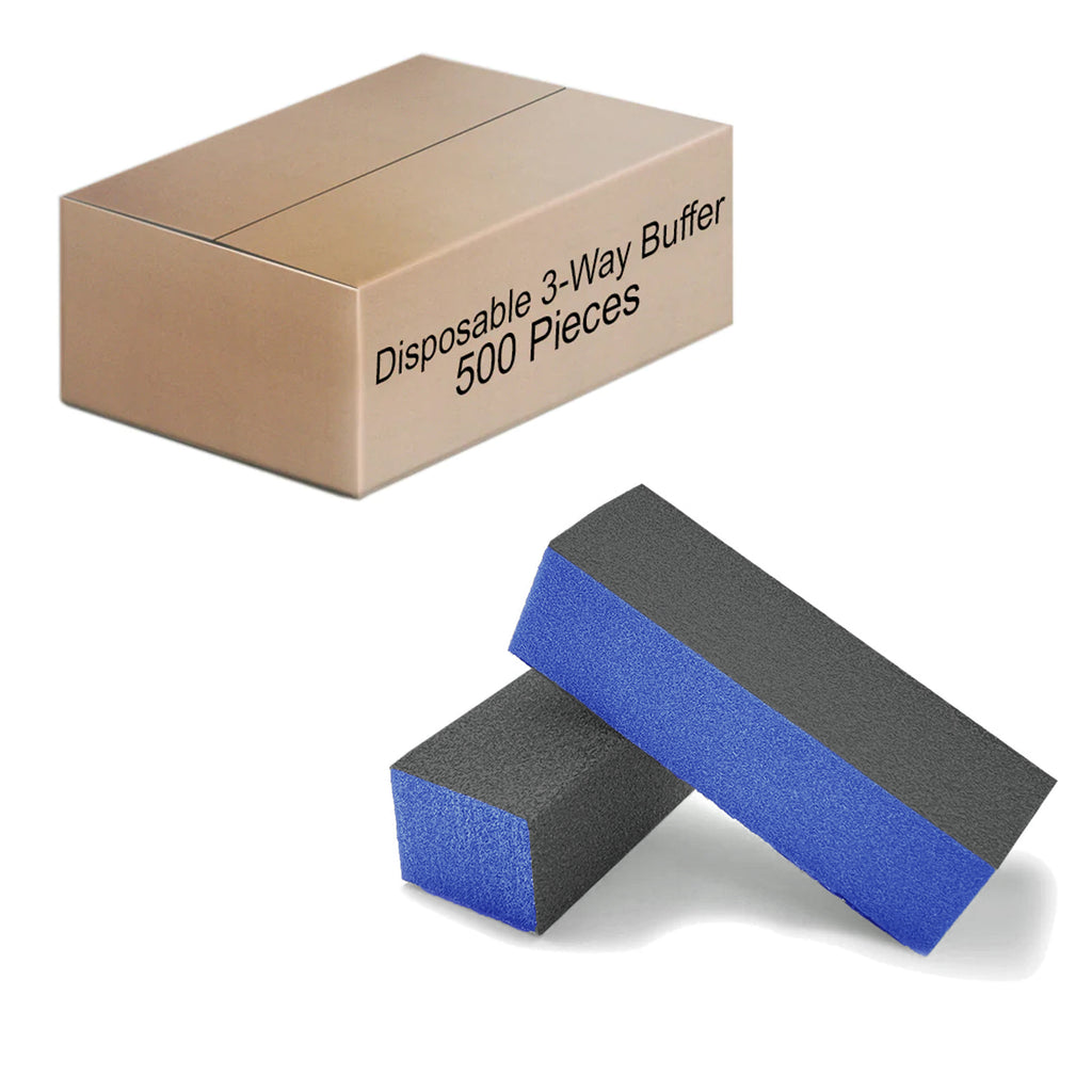PrettyClaw 3-Way Nail Buffer Blocks 120/120/120 Grit - Blue/Black (1 case/500 pieces)