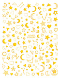 Nail Stickers Galaxy Moon Star Heart Gold CB-089G