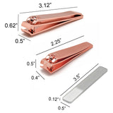 Nail Clipper Straight, Curve & Glass File Rose Gold - (3 Piece/1 pack)