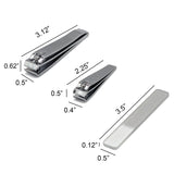 Nail Clipper Straight, Curve & Glass File Silver - (3 Piece/1 pack)