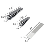 Nail Clipper Straight, Curve & Glass File Silver - (3 Piece/1 pack)