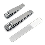 Nail Clipper Straight, Curve & Glass File Silver - (3 Piece/1 pack)