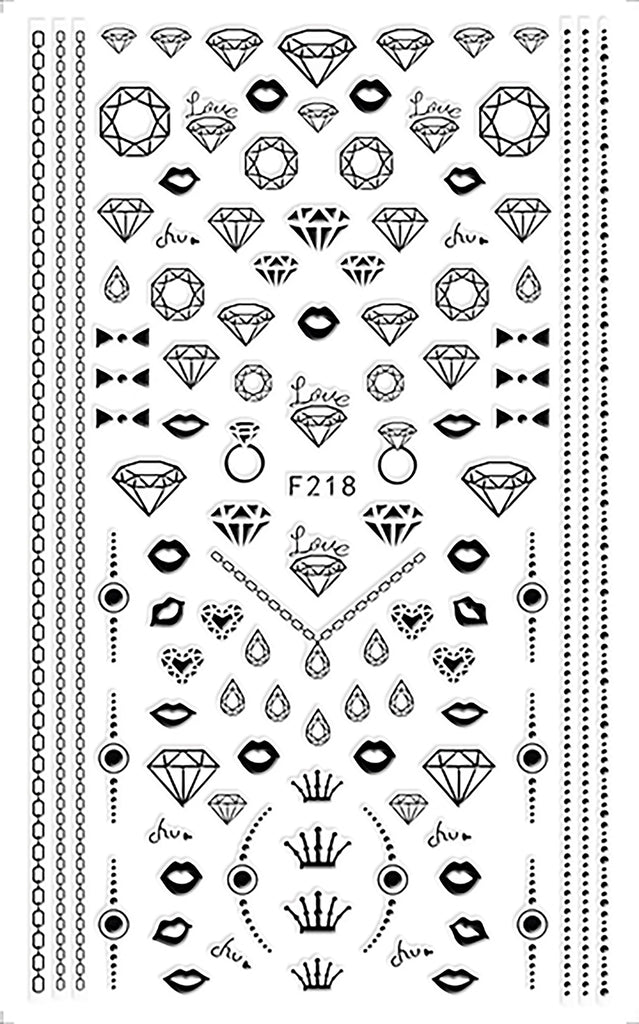 Nail Stickers Black Diamond Jewels F-218