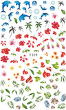 Nail Stickers Dolphins Bubbles Flowers Leaves F-329