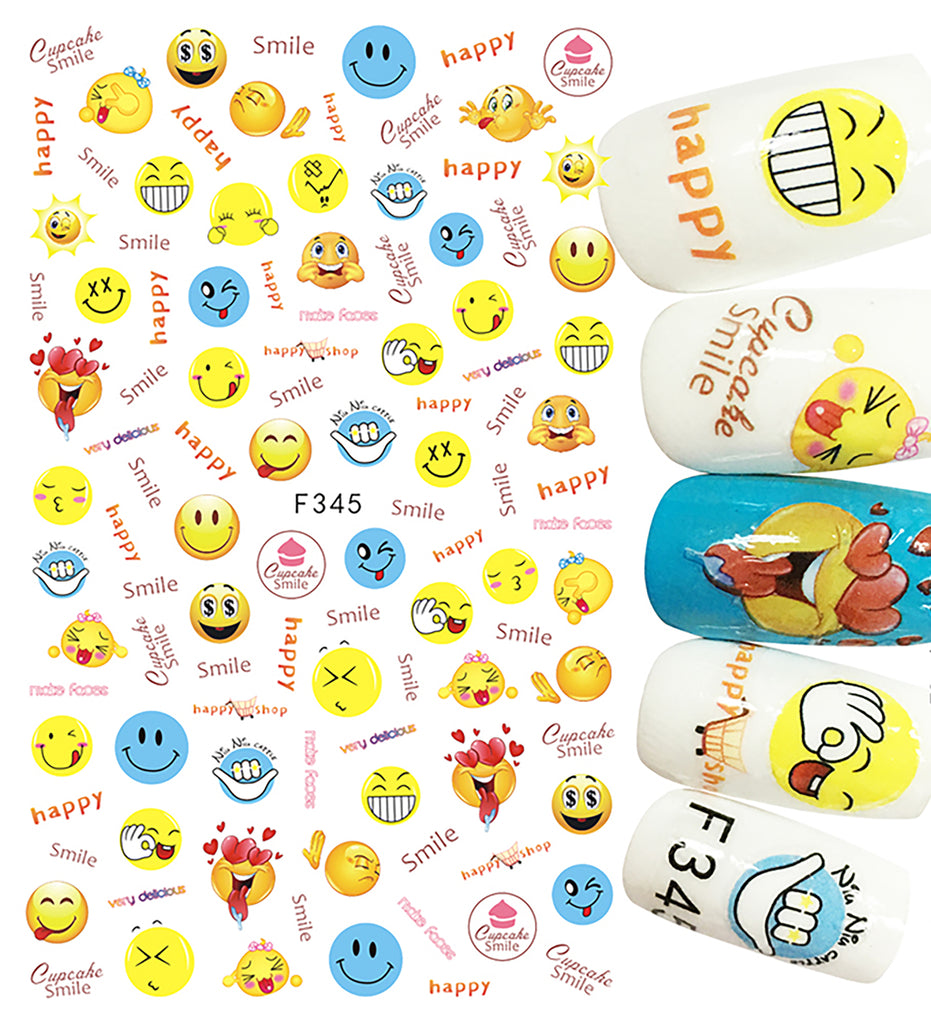Nail Stickers Happy Smiley Face Emoji F-345