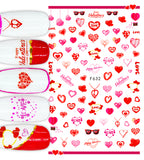 Nail Stickers Pink and Red Hearts Valentine's Day F-632