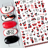 Nail Stickers Scary Jester Joker F-794