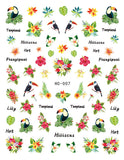 Nail Stickers Tropical Flowers Birds HC-007