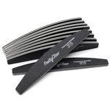 PrettyClaw Acrylic Nail Files Half Moon Shape 80/100 Grit - Black (10 pieces)