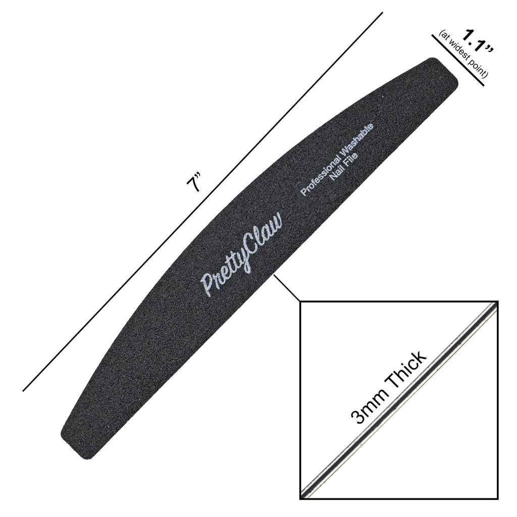 PrettyClaw Acrylic Nail Files Half Moon Shape 100/100 Grit - Black (1 Case/1250 pieces)