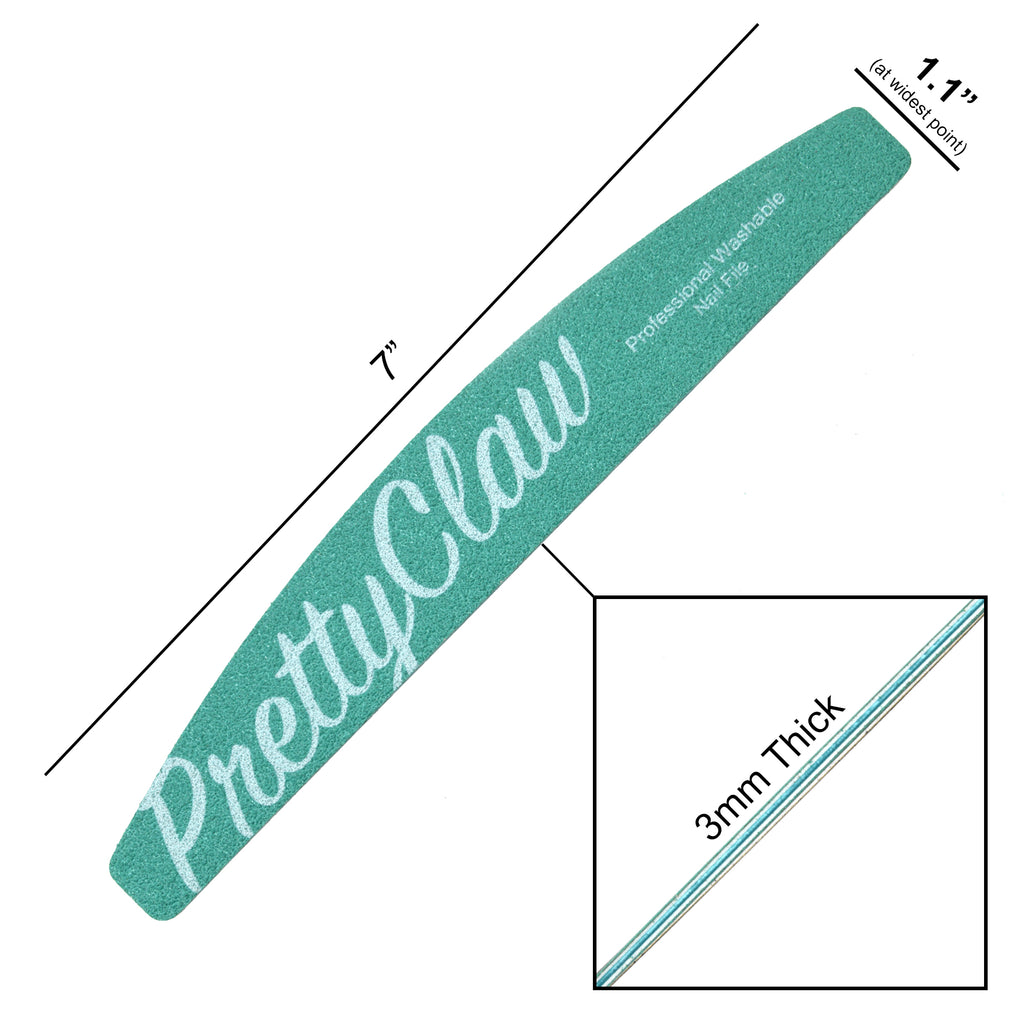 PrettyClaw Premium Acrylic Nail Files Half Moon Shape 80/80 Grit - Green (10 pieces)