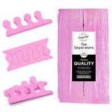 PrettyClaw EVA Pedicure Toe Separators - Pink (200 Pieces/100 Pairs)