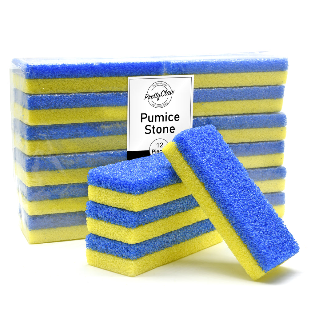 PrettyClaw Disposable Pumice Bars - Yellow/Blue (Coarse/Extra Coarse), 12pcs