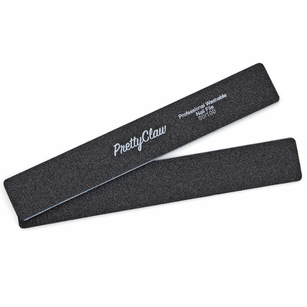 PrettyClaw Acrylic Nail Files Rectangle Jumbo Shape 80/100 Grit - Black (10 Pieces)