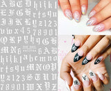 Nail Stickers Calligraphy Letters White SHE-029W