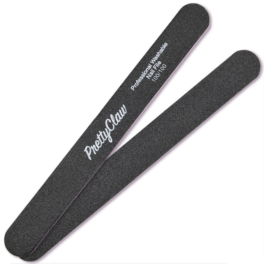 PrettyClaw Acrylic Nail Files Straight Shape 100/100 Grit - Black (10 Pieces)
