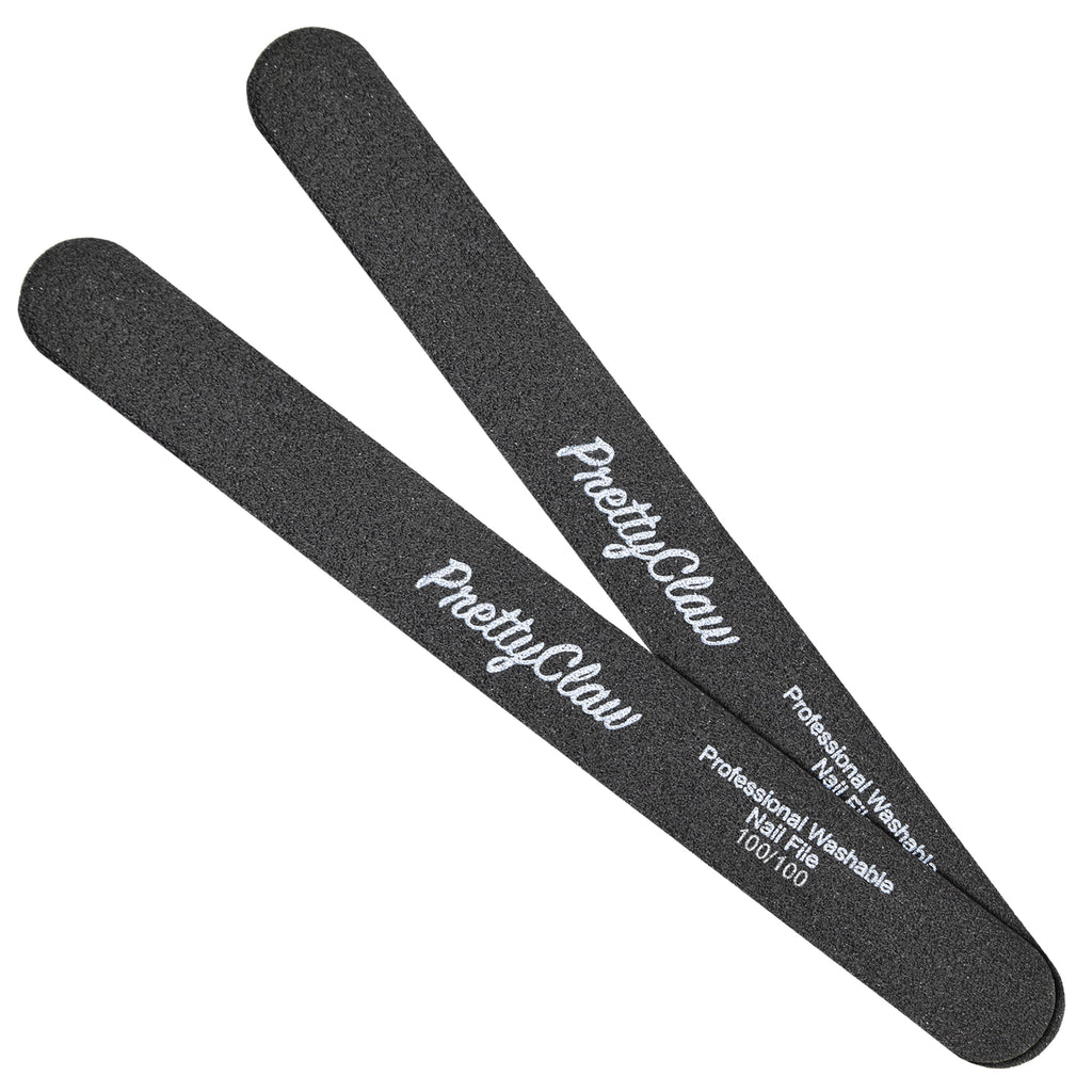 PrettyClaw Acrylic Nail Files Straight Shape 100/100 Grit - Black (10 Pieces)