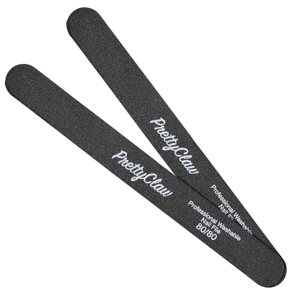 PrettyClaw Acrylic Nail Files Straight Shape 80/80 Grit - Black (10 Pieces)
