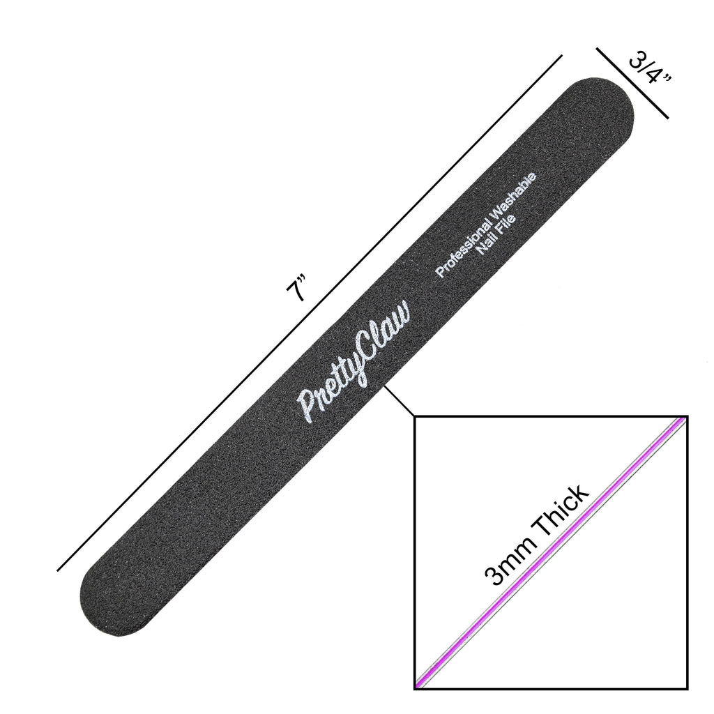PrettyClaw Acrylic Nail Files Straight Shape 80/100 Grit - Black (10 Pieces)