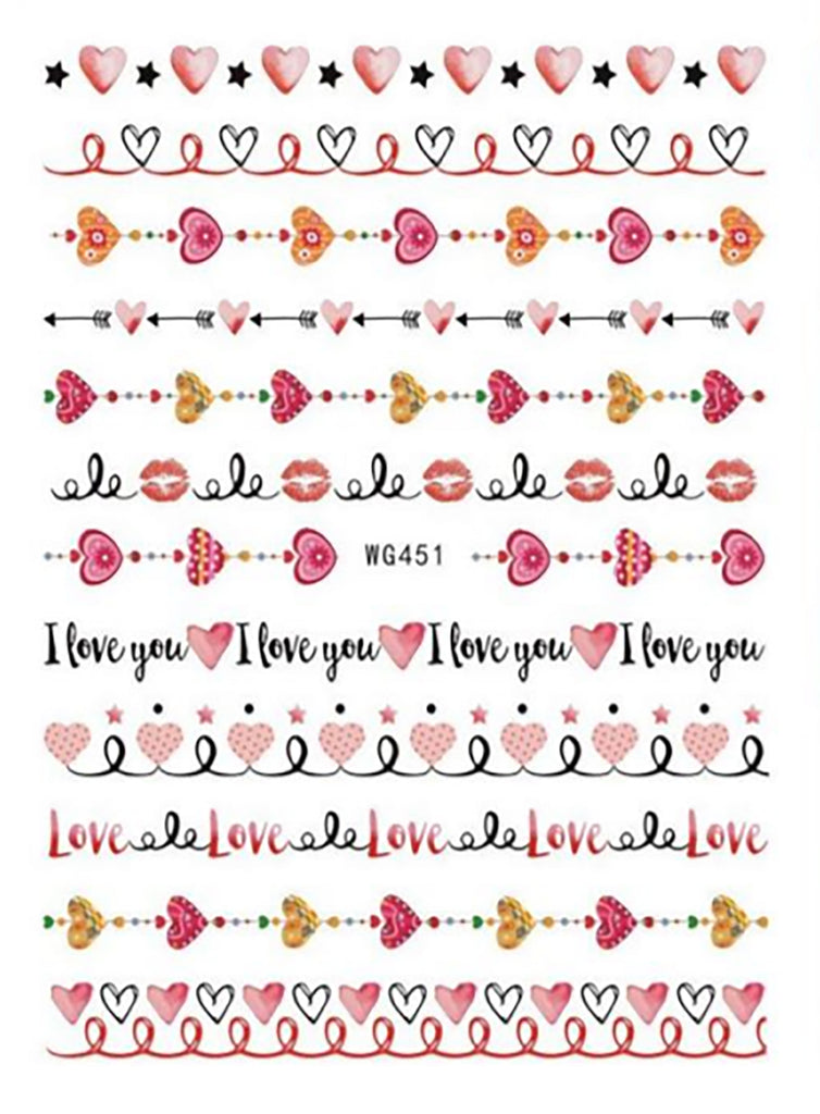 Nail Stickers Heart Love Lips WG-451