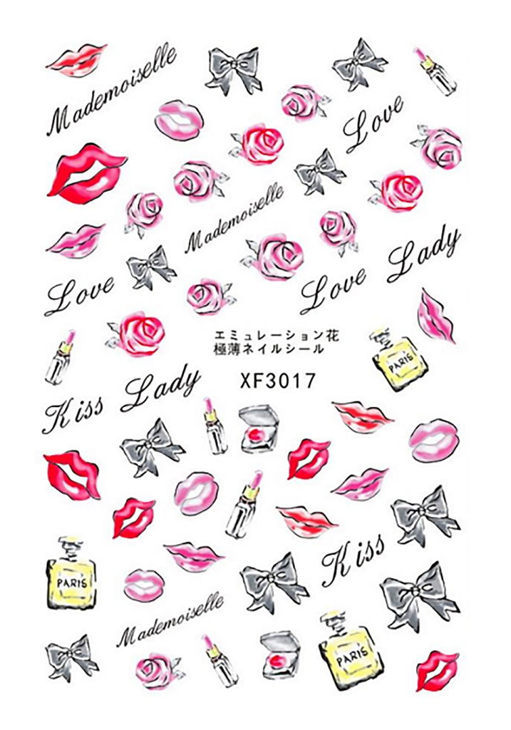 Nail Stickers Flower Lips Bows XF-3017