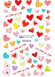 Nail Stickers Valentine's Day Colorful Hearts XF-3032