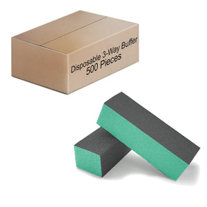 PrettyClaw 3-Way Nail Buffer Blocks 120/120/120 Grit - Teal/Black (1 case/500 pieces)
