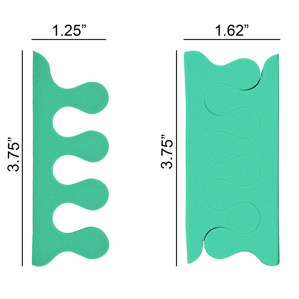PrettyClaw Disposable Pedicure Toe Separators - Green (200 Pieces/100 Pairs)
