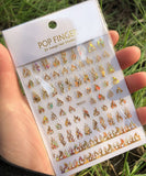 Nail Stickers Flames Fire Gold WG-531G