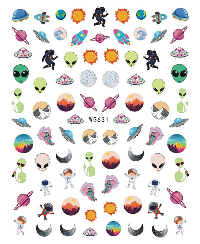 Nail Stickers Aliens UFO Planets WG-631