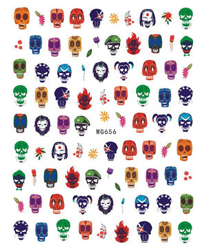 Nail Stickers Halloween Skulls Masks WG-656