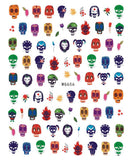 Nail Stickers Halloween Skulls Masks WG-656