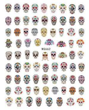 Nail Stickers Halloween Skulls Dia De Los Muertos WG-662