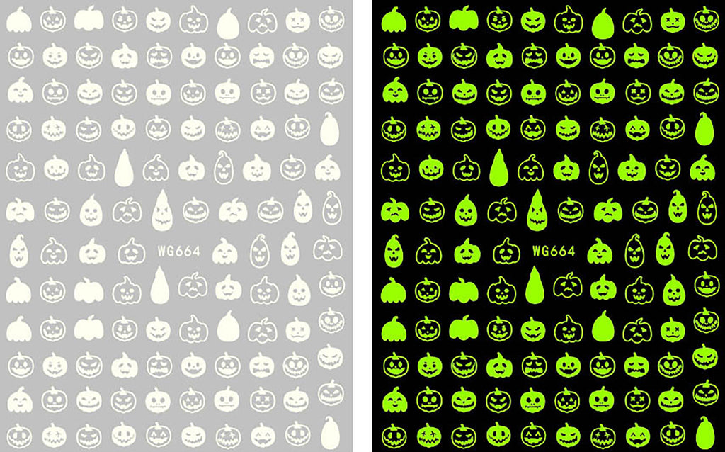 Nail Stickers Halloween Pumpkins Glow in the Dark WG-664