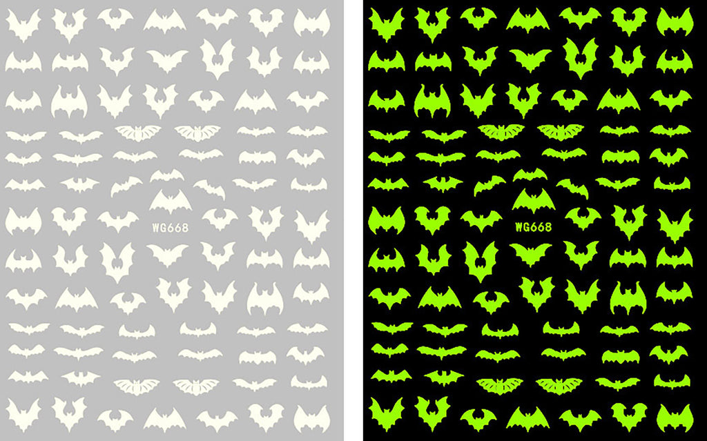 Nail Stickers Halloween Bats Glow in the Dark WG-668