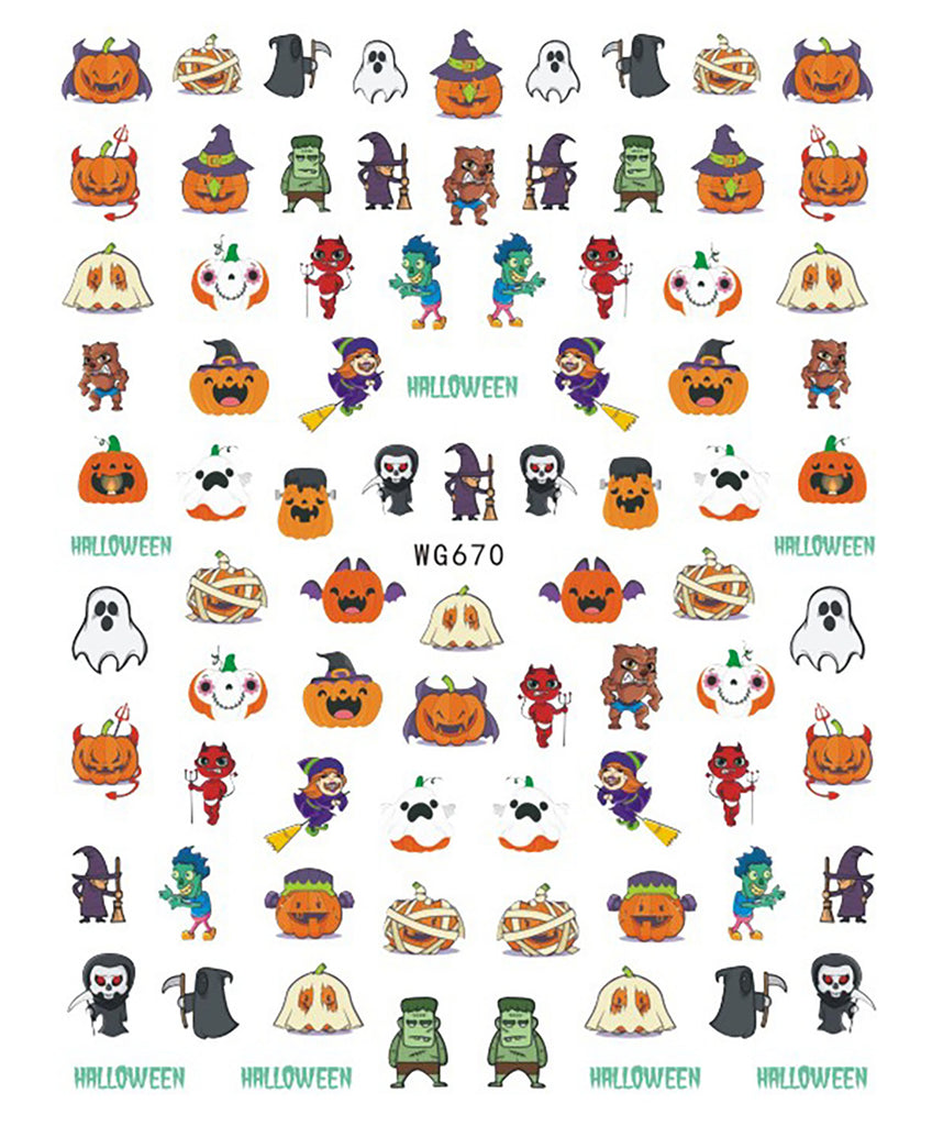 Nail Stickers Halloween Cartoon Characters WG-670