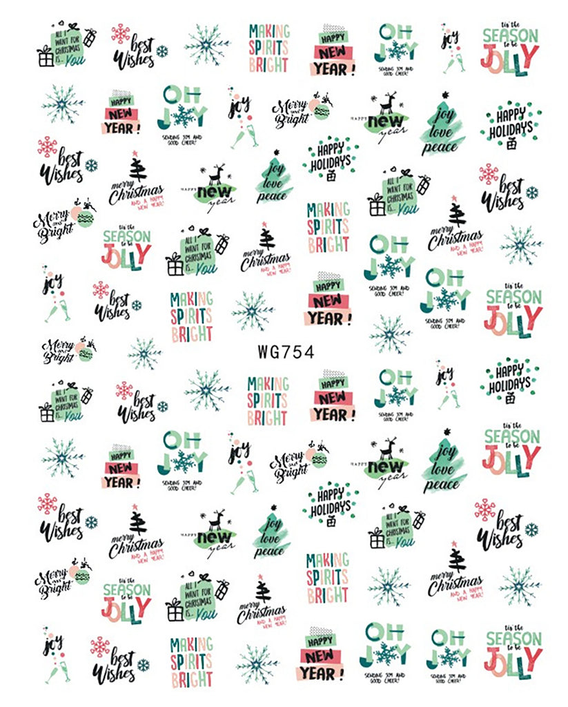 Nail Stickers Christmas Holiday Greetings WG-754