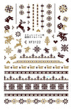 Nail Stickers Christmas Winter Pixel Designs Black Gold XF-3122