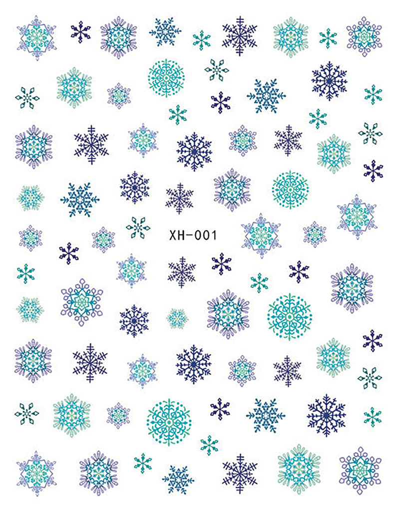 Nail Stickers Snowflake Purple Teal Green XH-001