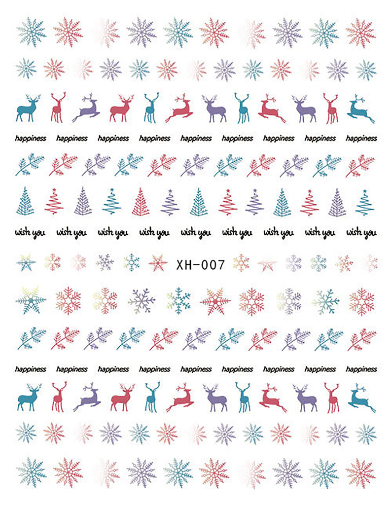 Nail Stickers Colorful Christmas Winter XH-007