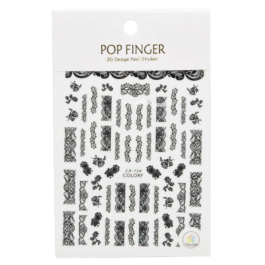 Nail Stickers Floral Black CA-134